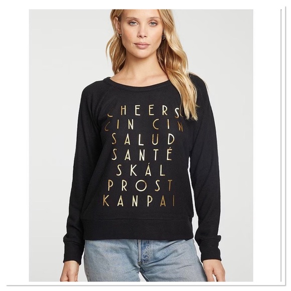 Chaser Tops - Women’s Knit Gold Foil Print Top Shirt Chaser